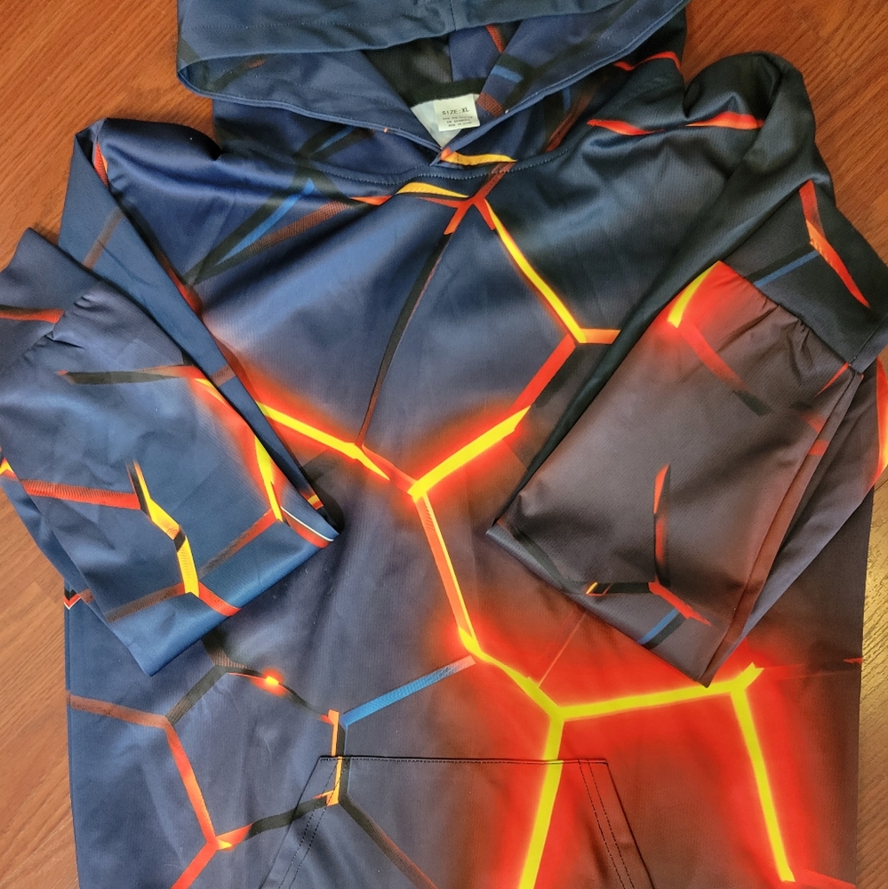 Cracked Lava Hoodie 95% polyester runs more like a large